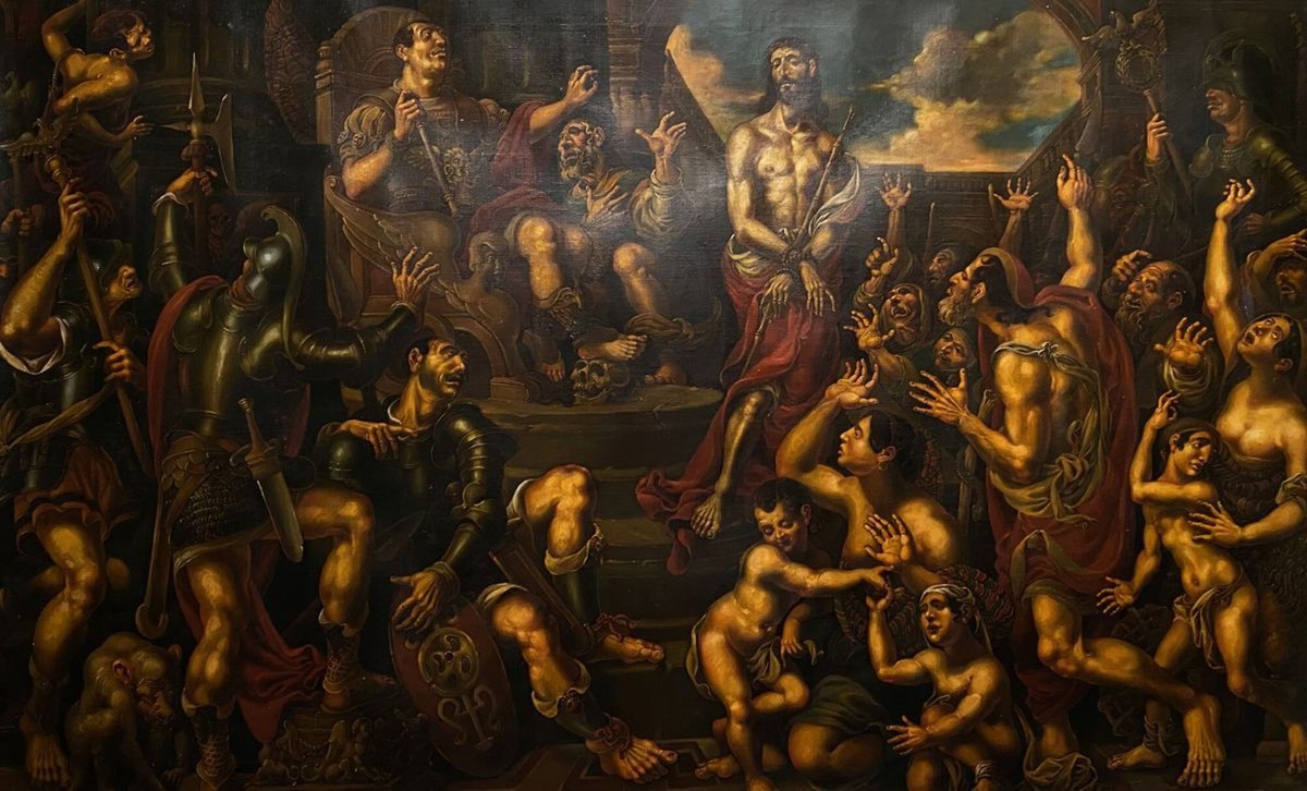 Surrealistic Oil Painting , Christ Before Pilate By Oleg And Alexander Litvinov, 37 X 63, Artwork For Sale On Artfinder
