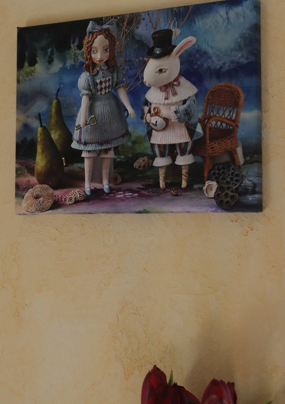 Alice with the Rabbit in Wonderland 30*40cm