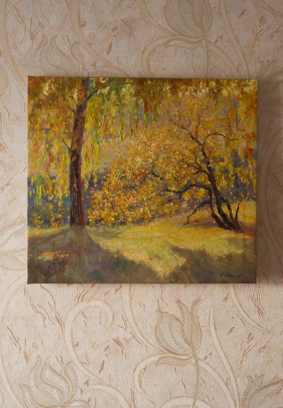 Sunlight autumn landscape painting