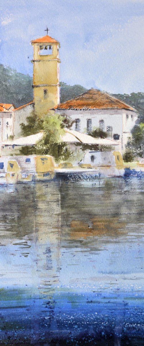 Veli Iž Adriatic island Croatia 25x36 cm 2023 by Nenad Kojić watercolorist
