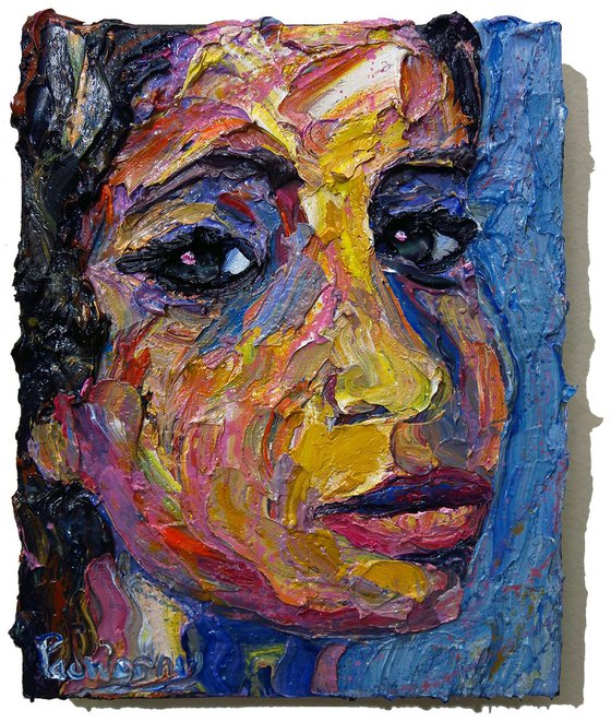 Original Oil Painting Abstract Face Portrait Expressionism Art Deco