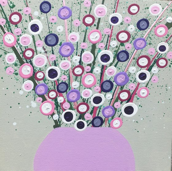 Pink Blooms in Lilac Vase