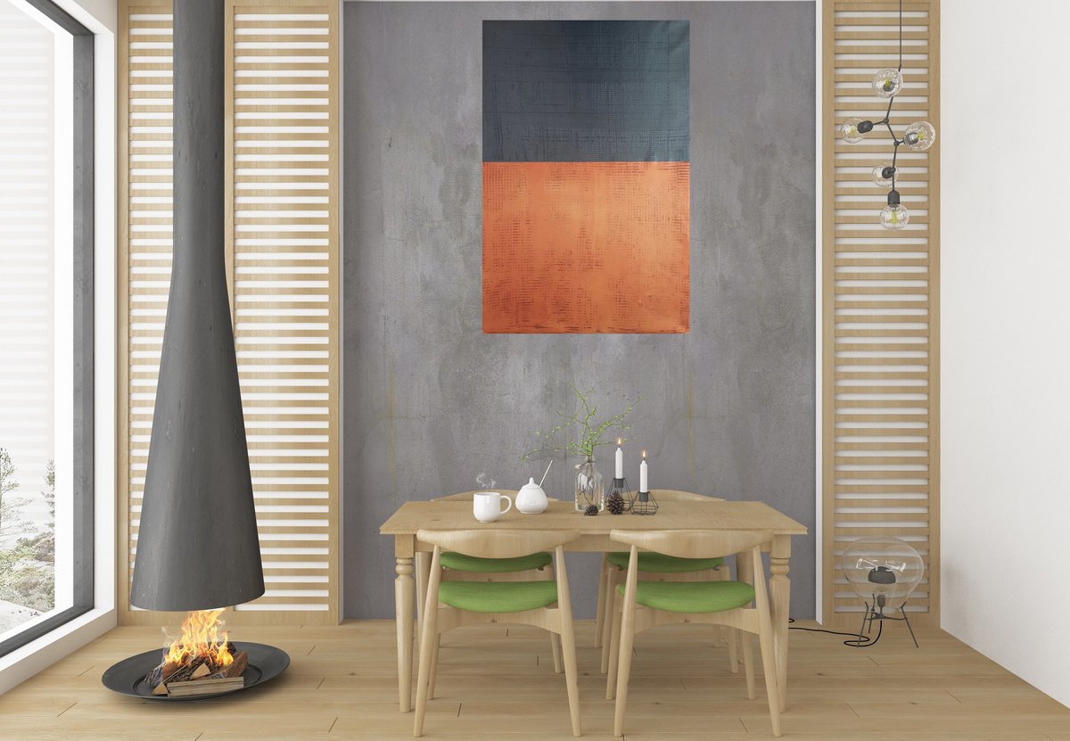 In good and bad times No.3 - copper and black abstract painting by Ivana Olbricht