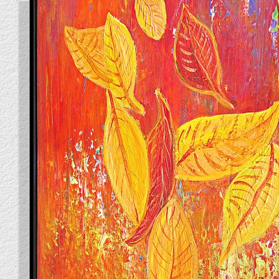 AUTUMN  GOLDEN  LEAVES,    XL,  framed
