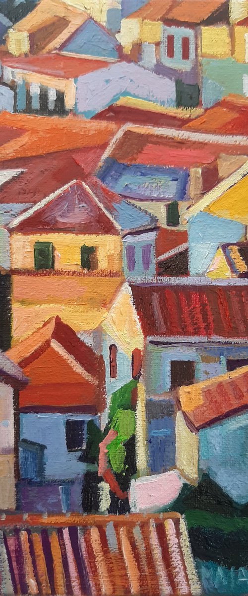 Red roofs 3, 2022 by Maja Đokić Mihajlović