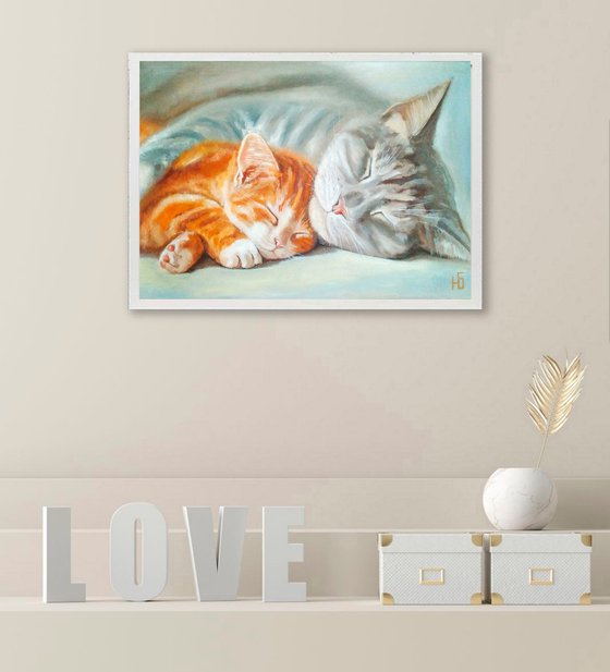 Sleeping Cat and Kitten