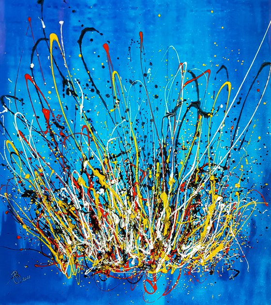 Ruza N-19 (H)108x(W)96x(D)2 cm. Colorful Splash Abstract Painting