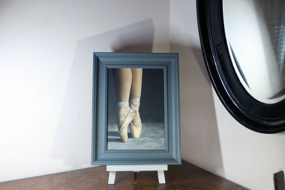 'Pointe' , Ballet Shoes, Ballet Painting, Ballerina, Dance, Framed and Ready to Hang
