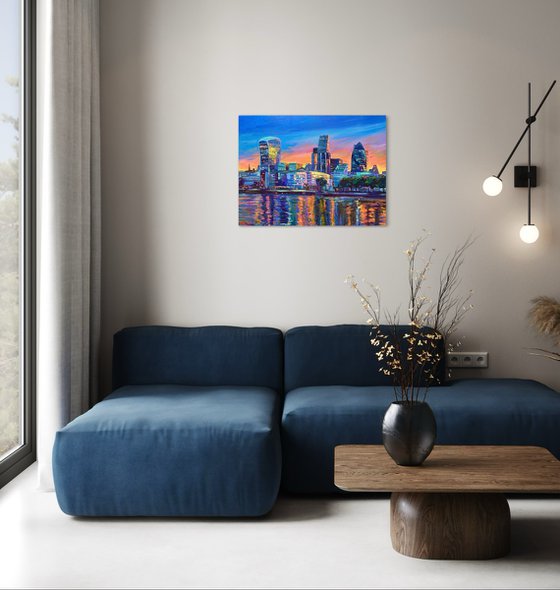 London City Skyline at Sunset