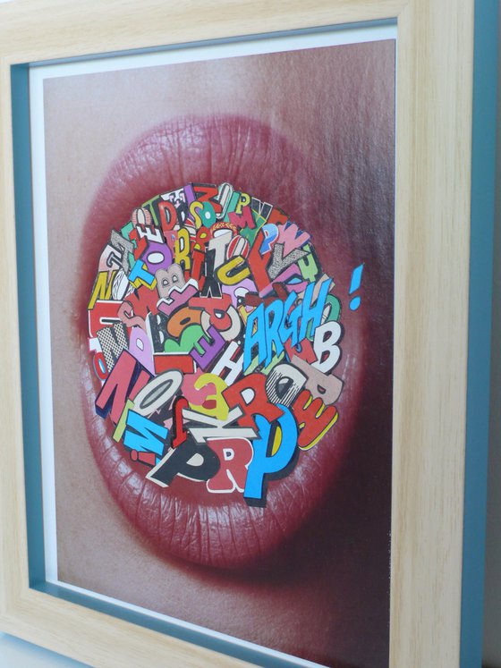 Big Mouth Gossip Girl - Tongue Tied Type - Typography Pop Art 10x8