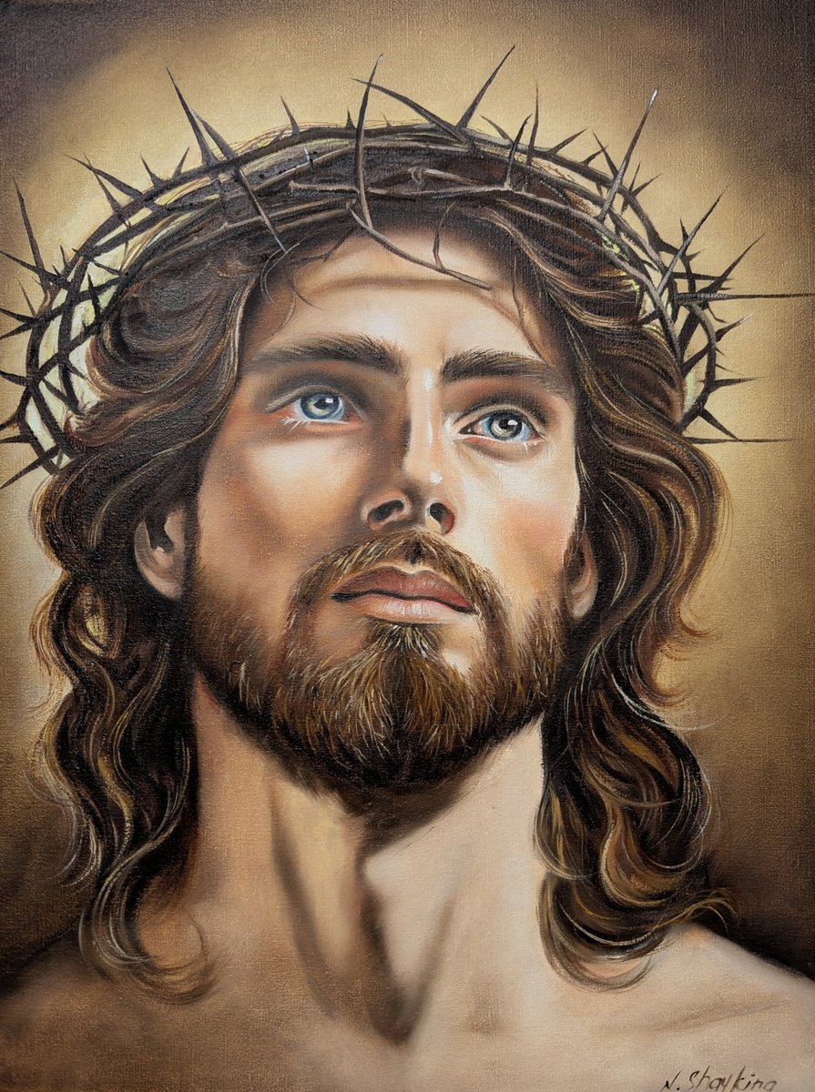 Photorealistic Oil Painting , Prince Of Peace - Jesus Christ Portrait By Natalia Shaykina, 14 X 18, Artwork For Sale On Artfinder