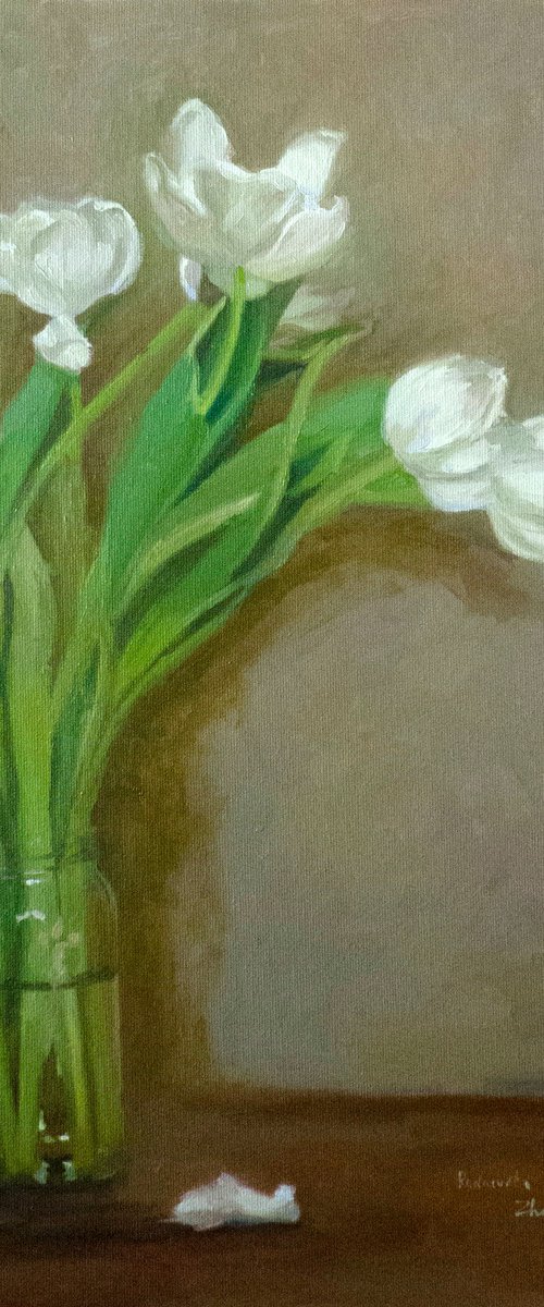 Five White Tulips by Radosveta Zhelyazkova