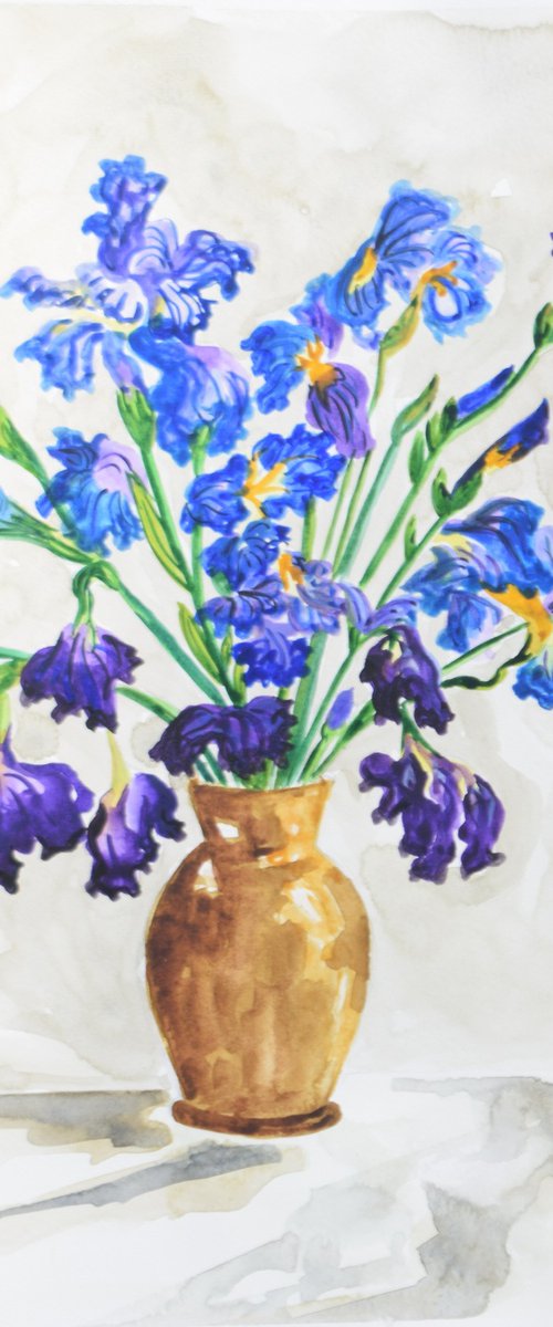 Vase of Irises by Kirsty Wain