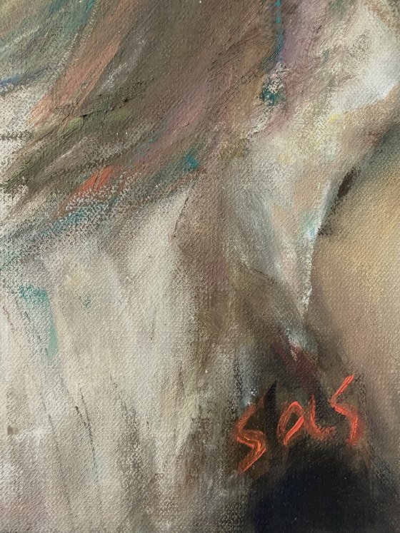 Girl with a red bow. Before.