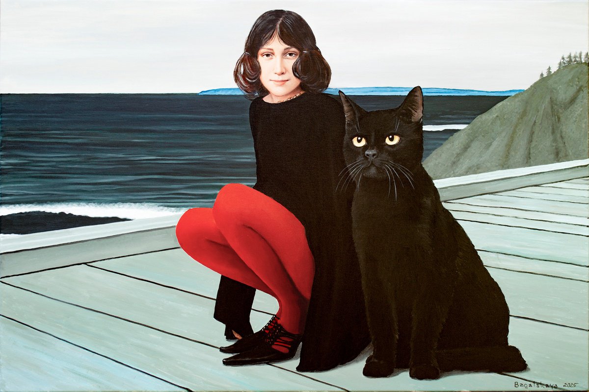 Photorealistic Portrait Acrylic Painting By Nataliya Bagatskaya, 41 X 28", Black Sea, Original Artwork