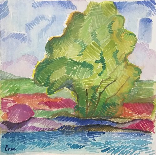 "Try" - Landscape - Trees - Colorful by Katrina Case