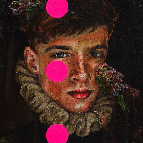 Portrait of a Young Man with Pink Circles