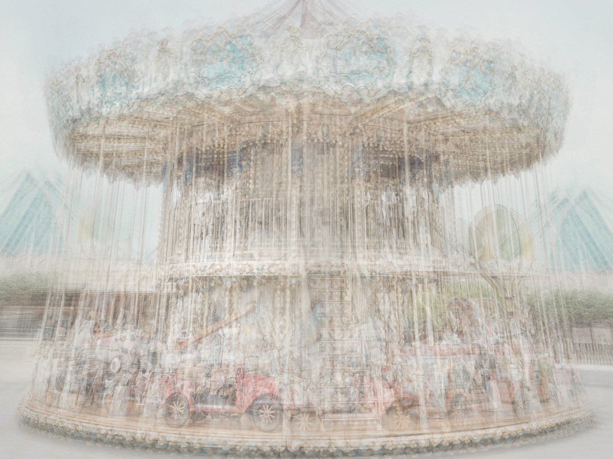 Impressionistic Abstract Photograph By Adam Regan, 36 X 27, On The Merry Go Round Via, Original Artwork