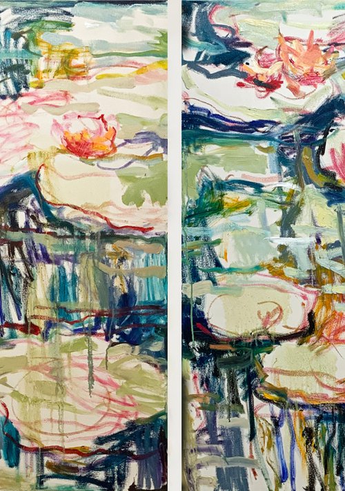 Memories of summer in Giverny. Diptych. by Lilia Orlova-Holmes