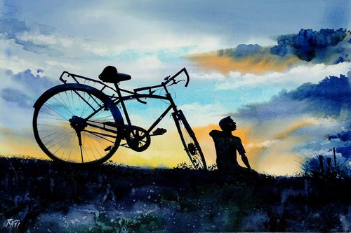 The boy and bicycle . by Raji Pavithran