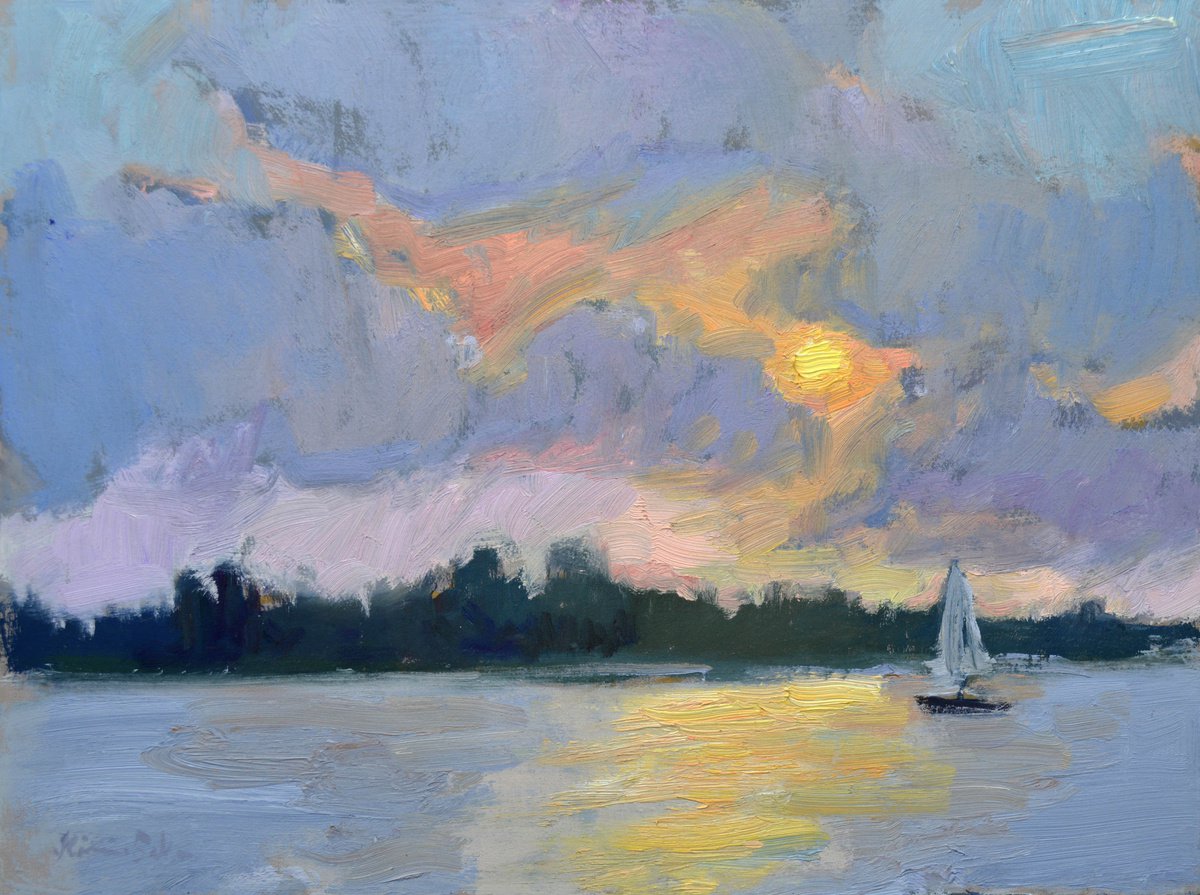 Impressionistic Landscape Oil Painting By Kristina Sellers, 12 X 9", Engagement, Original Artwork