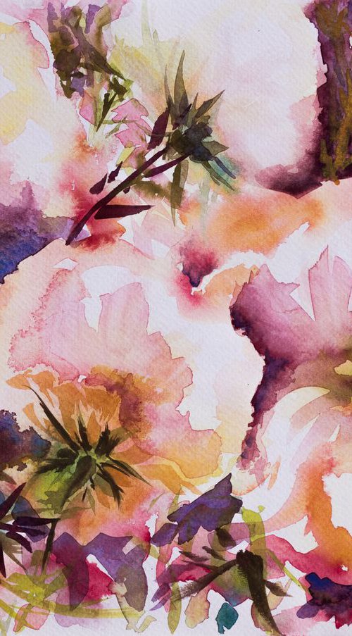 Imaginary flowers - watercolor floral ideal gift affordable low price deco design by Fabienne Monestier