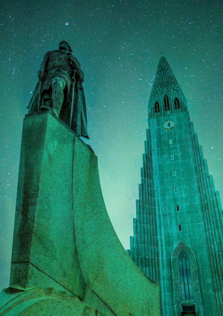 Cityscapes Photograph By Paul Nash, 16 X 24", Reykjavik Church Iceland Aurora, Original Artwork