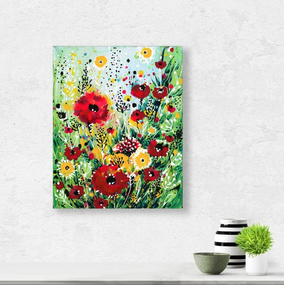 Dancing In The Garden 5 -  Abstract Flower Painting  by Kathy Morton Stanion