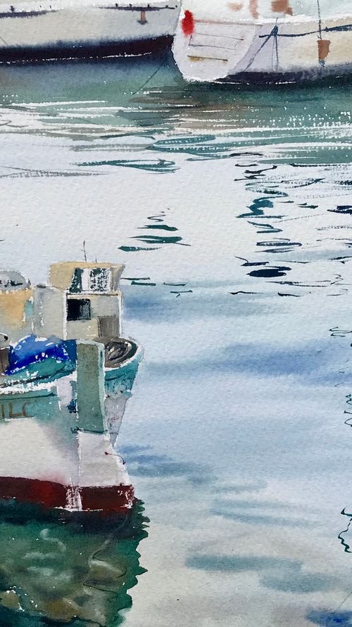 The boat at the pier (England) by Eugenia Gorbacheva