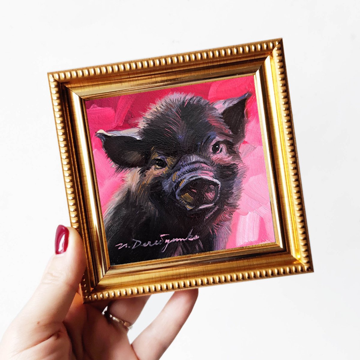 Black pig portrait by Nataly Derevyanko