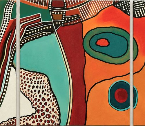 TRiptych Geometric abstraction #56 by V+V Kniazievi