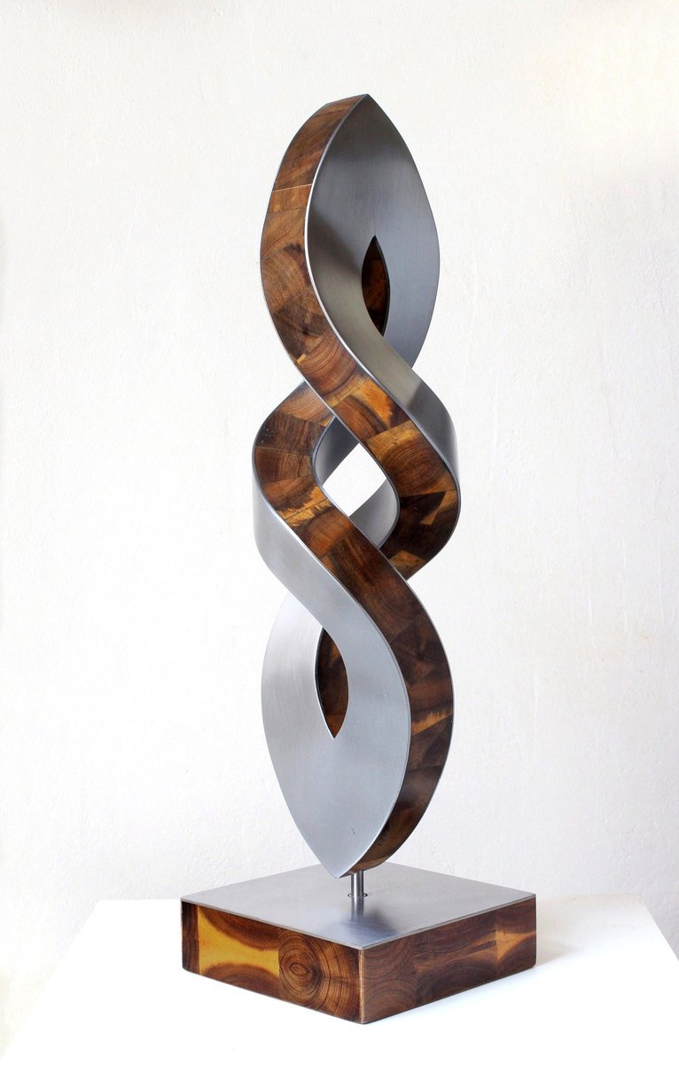 Organic Abstract Sculpture By Nikolaus Weiler, 5 X 16", Flowing Bi, Original Artwork