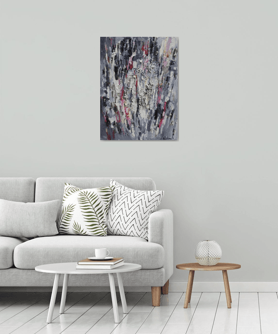 Snowfall - 60 x 80 cm - Original abstract painting