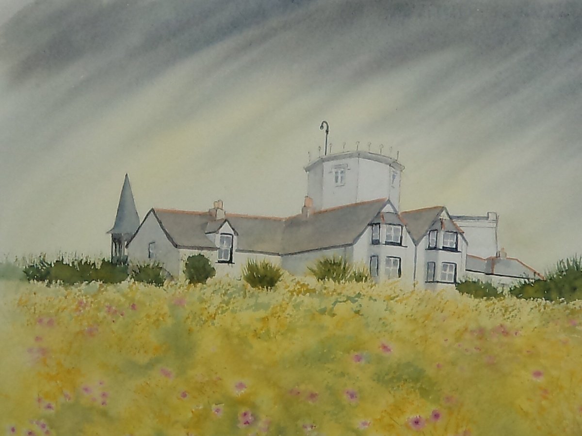 Impressionistic Landscape Watercolour By Jane Denton, 12 X 8, Storm Over Lizard Lighthouse, Original Artwork