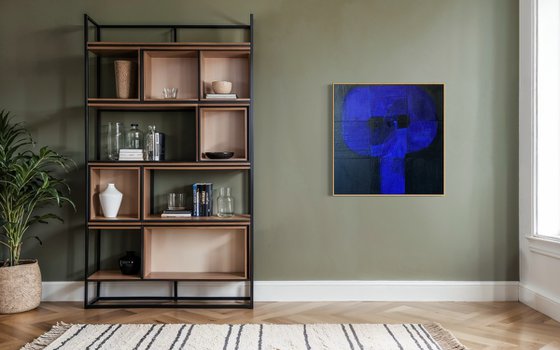 Genie, abstract encaustic painting 36" square