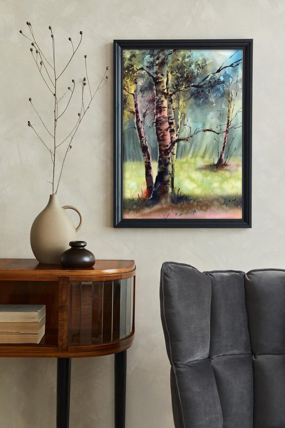 Birch Trees Summer Landscape