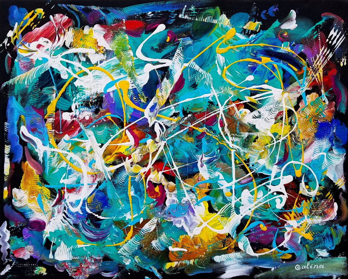 Surrealistic Abstract Acrylic Painting By Galina Victoria, 20 X 16, Cosmic Vibrations 0521, Original Artwork