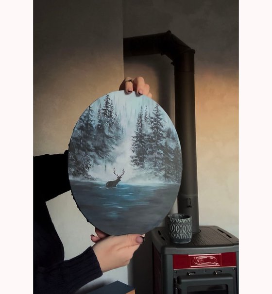 Silent Stillness oval canvas artwork