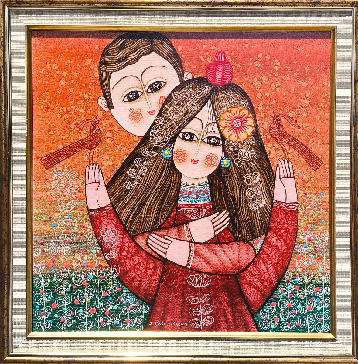 Impressionistic Portrait Oil Painting By Armen Vahramyan, 18 X 18, Bound By Heart, Original Artwork