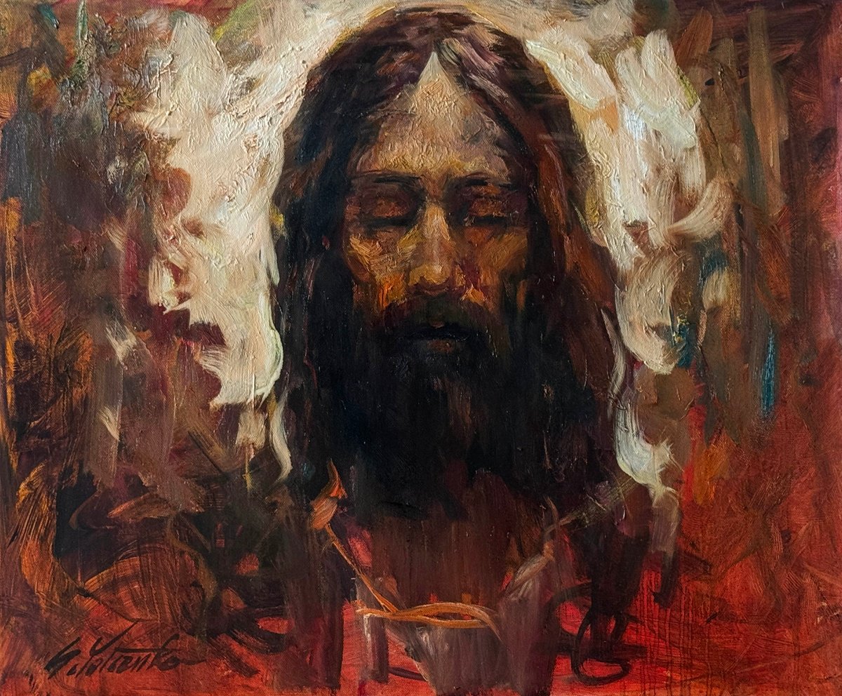 Impressionistic Portrait Oil Painting By Sergei Yatsenko, 24 X 20", The Silent Witness, Original Artwork