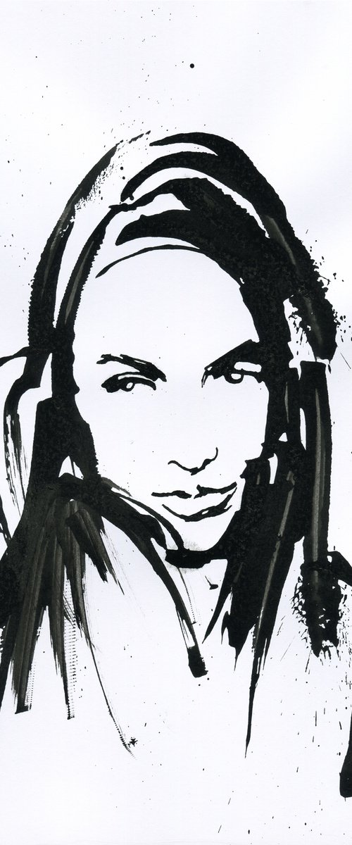 Woman ink portrait number 5 by Alexander Moldavanov