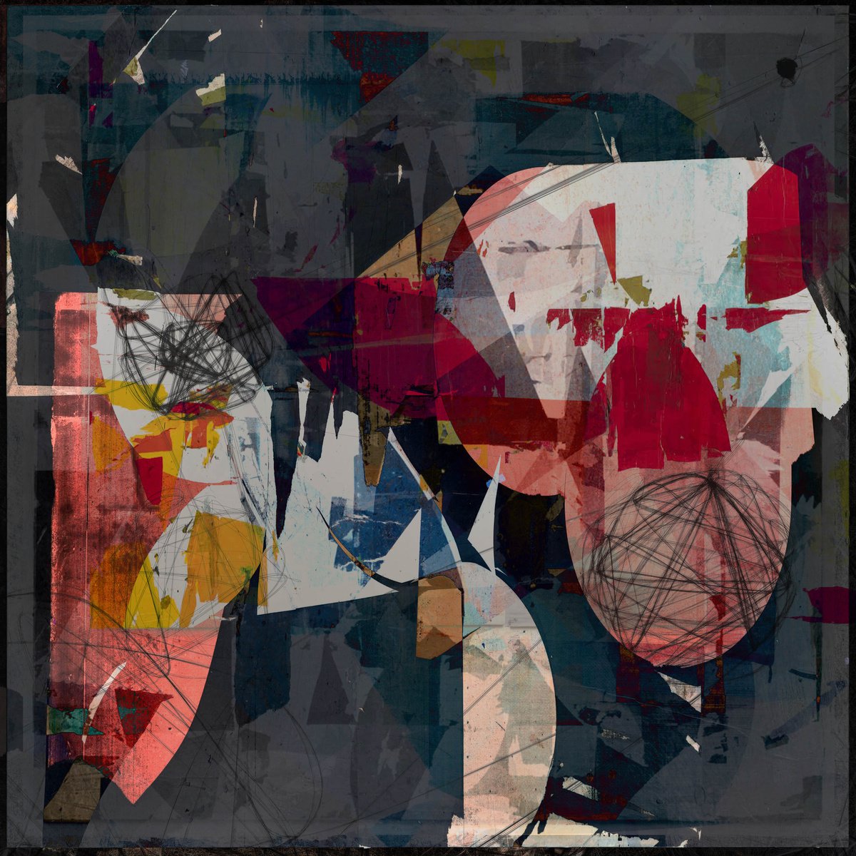 Abstract Limited Edition Print By The Most Active, 19 X 19", Can You Help Me No 5, Original Artwork