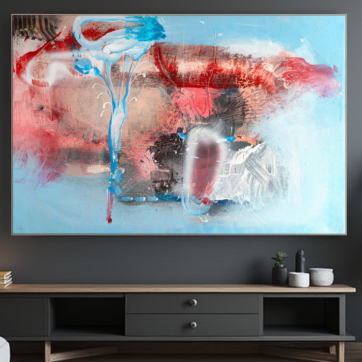 Organic Abstract Painting By Adriano Ribeiro, 47 X 31, Grow High, Original Artwork