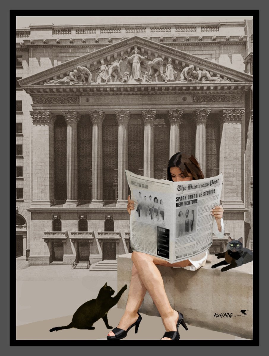 Impressionistic Portrait Painting By Joe Mcharg, 24 X 31, Checking My Investments #3 S, Original Artwork