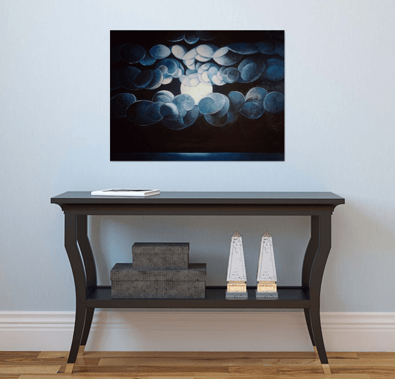 Moonlight (60x80cm, cubism, oil painting, ready to hang)