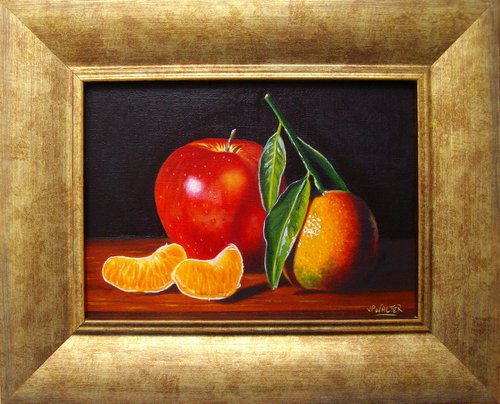 Red apple with clementine by Jean-Pierre Walter
