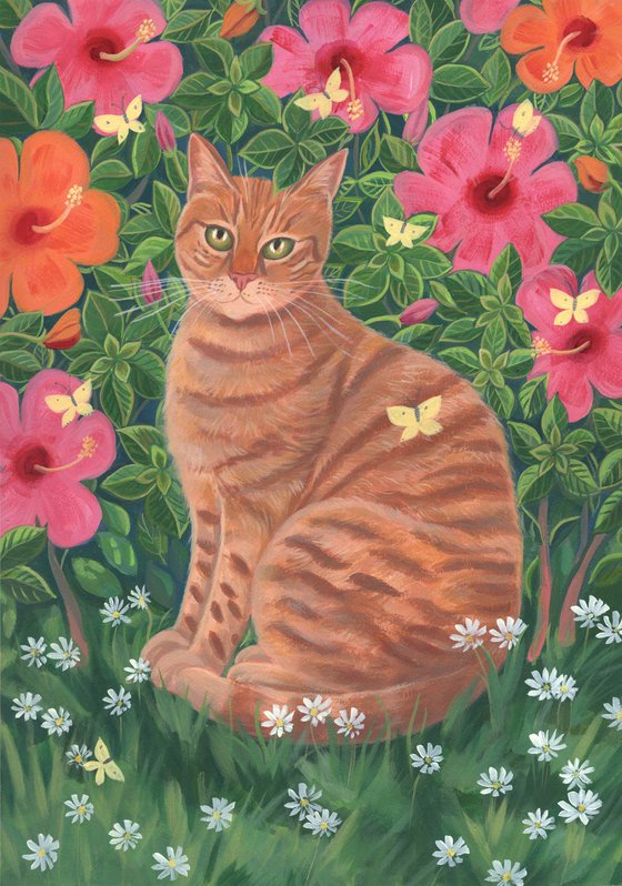 Cat with flowers