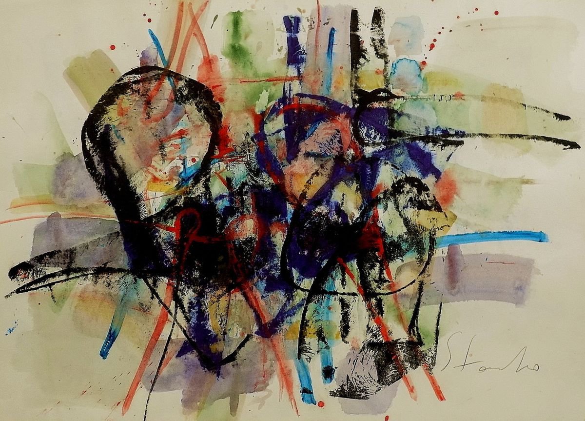 Abstract Acrylic Painting By Stanislav Bojankov, 28 X 20", Caprice-Iv(Paganini), Original Artwork