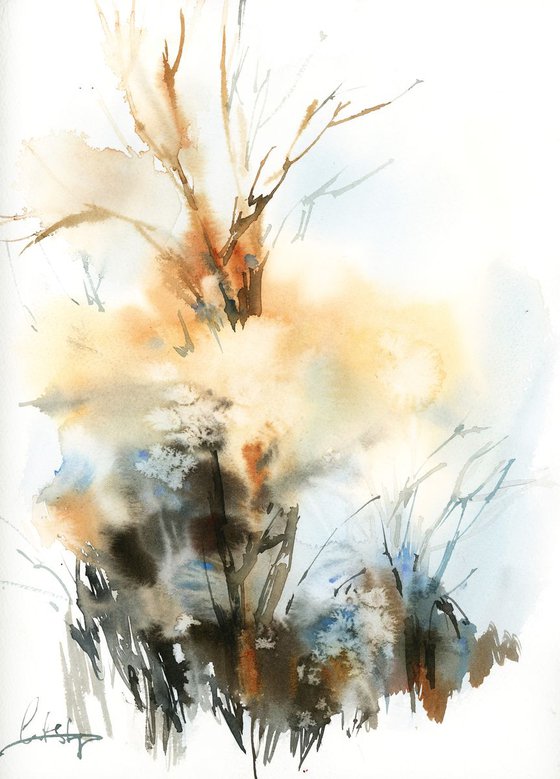 Winter signs Abstract Landscape Watercolor