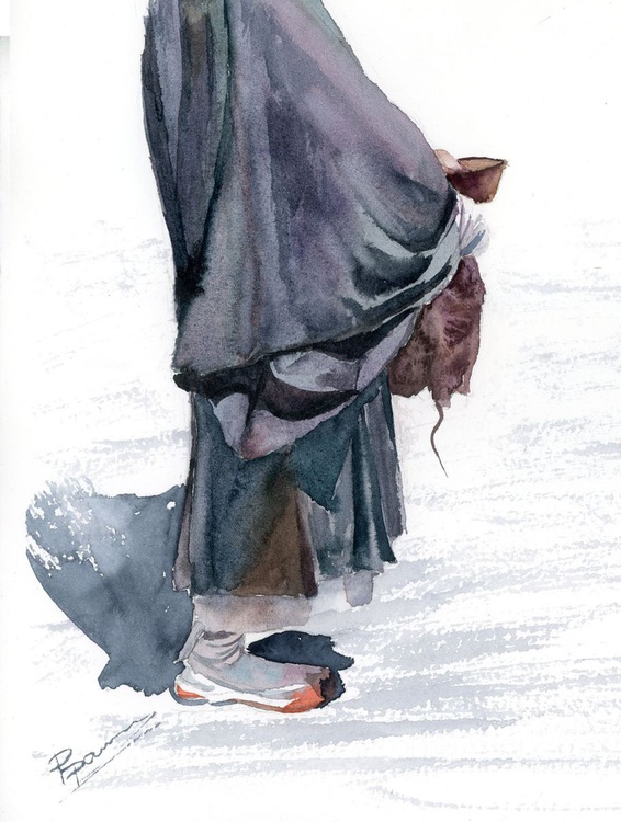Japanese Monk Original Watercolor Painting Artfinder